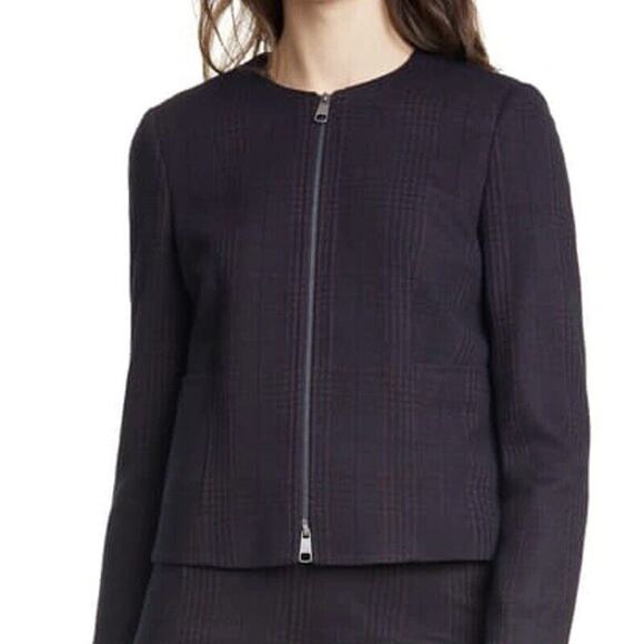 Hugo Boss NWT Women Javidar BiColor Check Jersey Interlock Plaid Blazer 4 - Picture 1 of 9